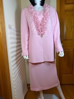 Promise Pink Ruffled Trim Two-Piece Dress Set